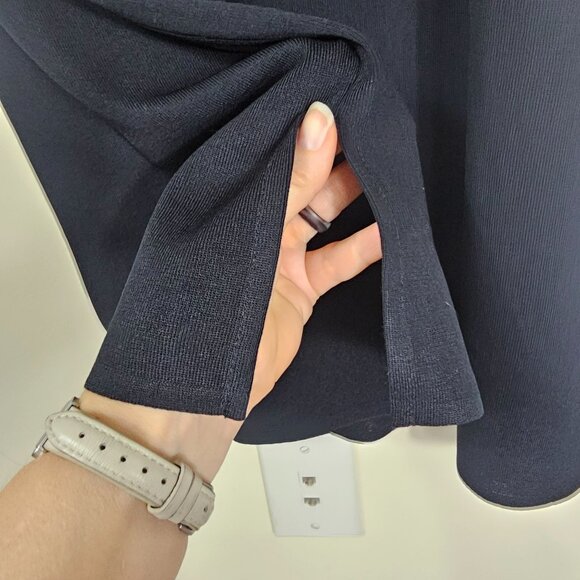 Ming Wang Black Sleeveless Luxury Knit Dress 1X Midi Sheath Side Slits Travel - Picture 5 of 8